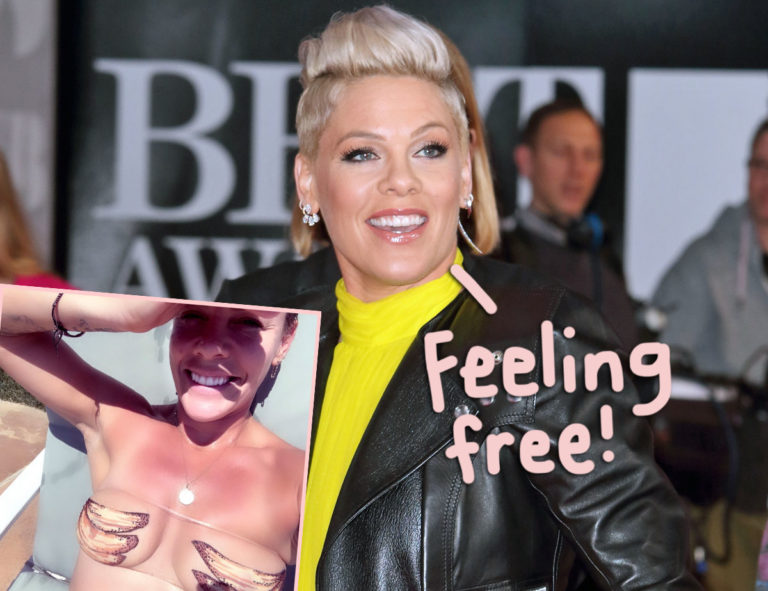 Pink Stuns In Sheer Banana Bikini Top Nude Shower Pic While Embracing