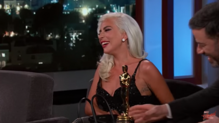 Lady Gaga brings her oscar on Jimmy Kimmel Live
