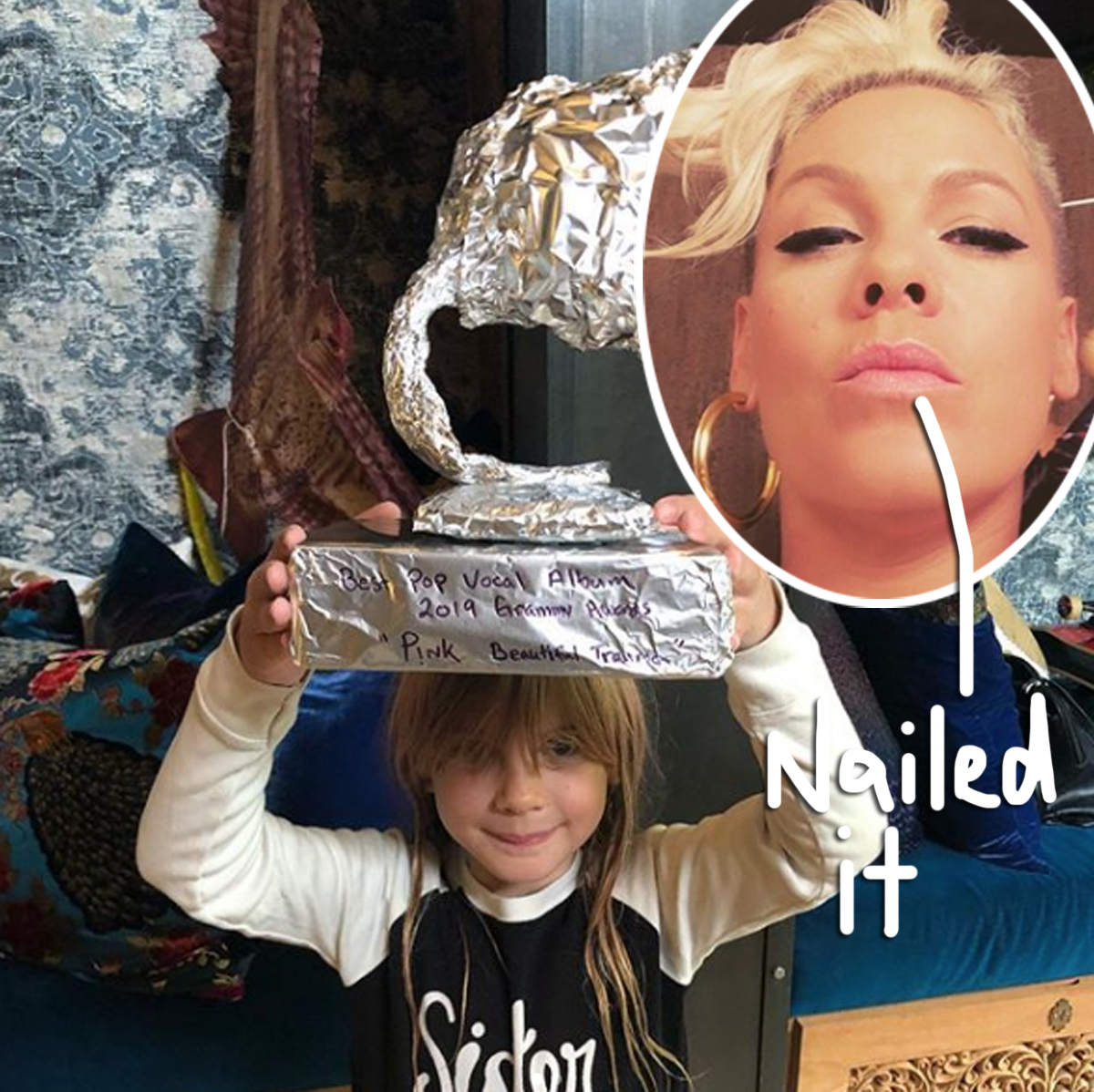 pink award grammy daughter homemade