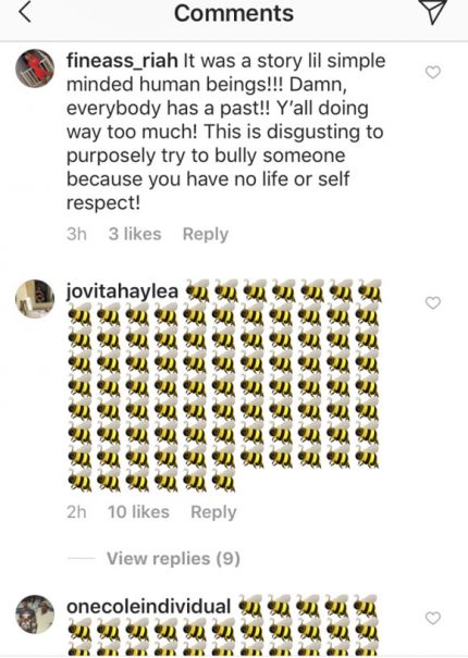 Beyonce fans leave bee emojis on Tamera's Instagram.