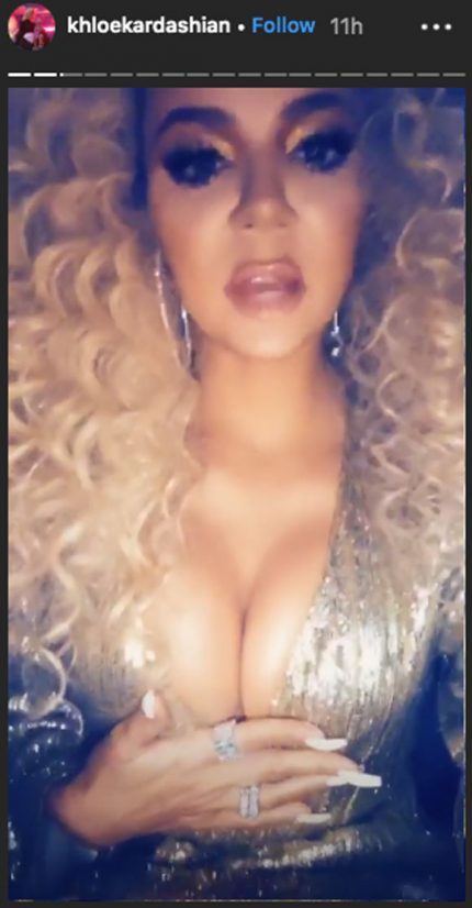 Khloe in the car on the way to Diana Ross' party.