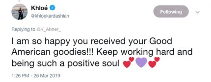 Khloe Kardashian sends fan Good American goodies