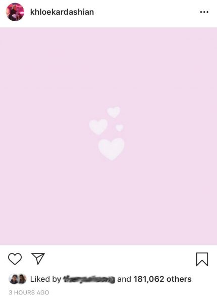 Khloe Kardashian shares a picture of hearts to Instagram