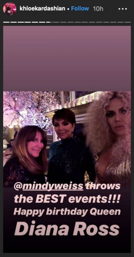 Khloe and Kris pose together with a friend at Diana Ross' party.