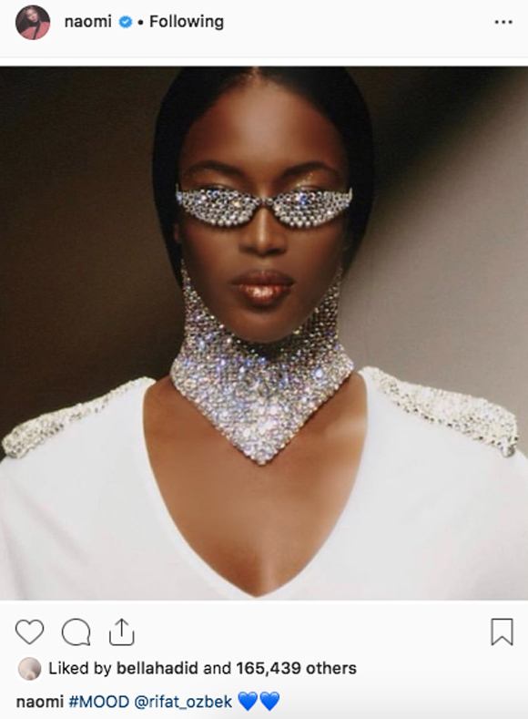 Naomi Campbell in diamond sunglasses