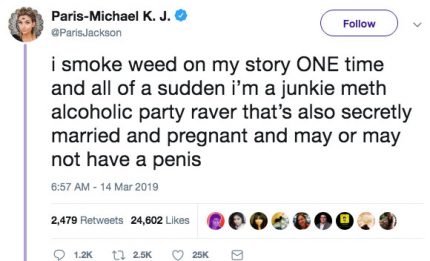 Paris Jackson opens up about smoking weed.