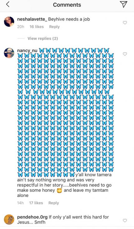 Fans post butterfly emojis in support of Tamera.