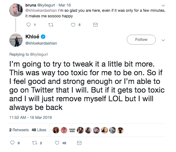 khloe kardashian returning to twitter after scandal