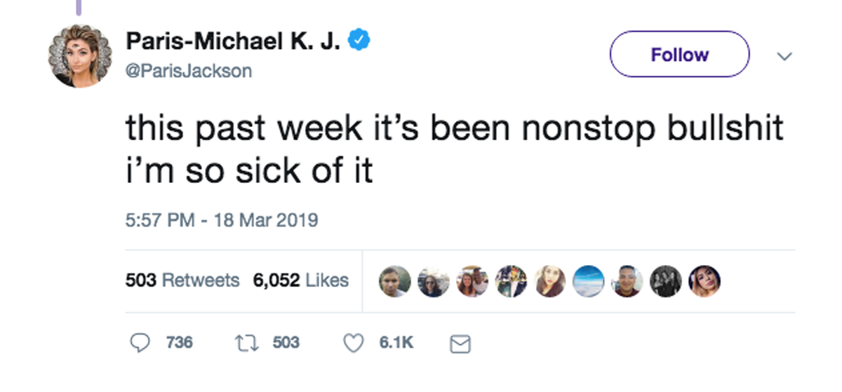Paris Jackson's mental health tweet thread