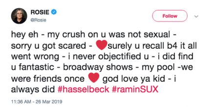 Rosie O'Donnell tweets her thoughts on Elisabeth Hasselbeck drama.