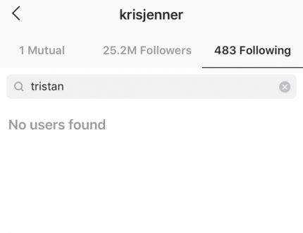 Kris Jenner Unfollows Tristan Thompson