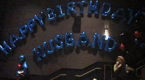 Kylie calls travis husband in balloons at his bithday