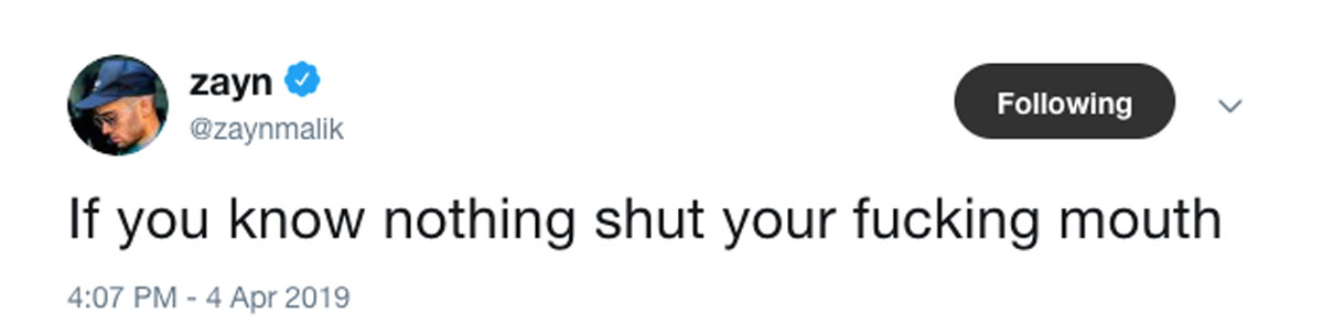 Zayn Malik defends Gigi Hadid on Twitter