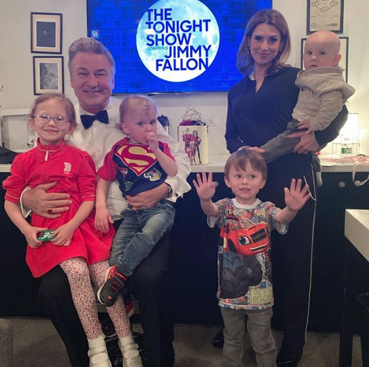 the baldwin family with four children and parents hilaria and alec