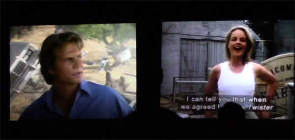 Bill Paxton and Helen Hunt on the Twister ride