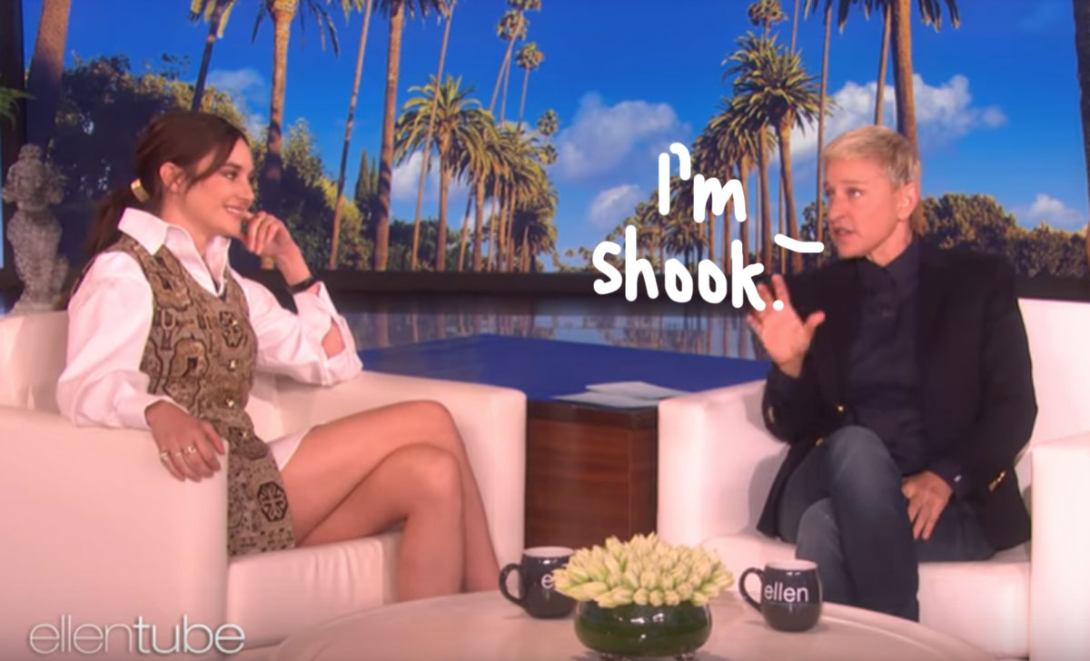 Shailene Woodley scares Ellen DeGeneres on her talk show.