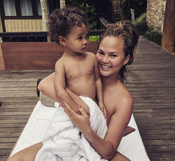 chrissy teigen smiles with baby miles on instagram