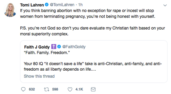 Tomi Lahren claps back at a critic.