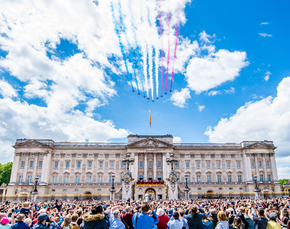 Royal Air Force fly by at Trooping The Colour