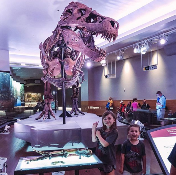 Granger Smith's children with a t-rex