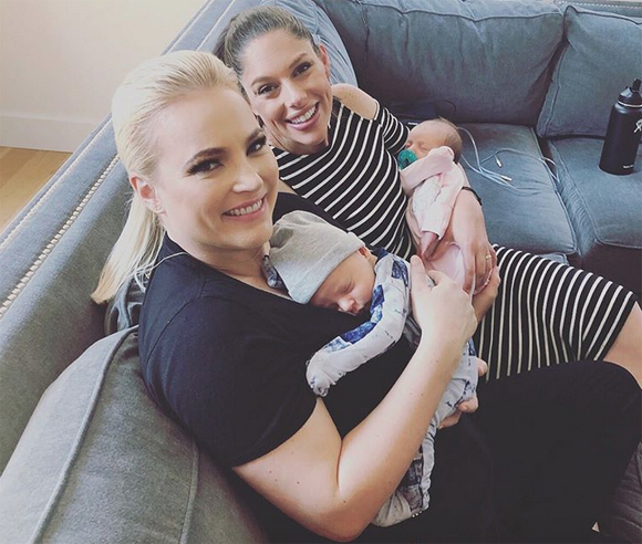 Meghan with cohost Abby Huntsman and her babies