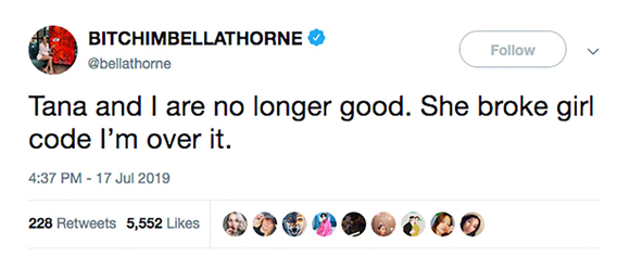 Bella Thorne and Tana Mongeau quarrel on twitter