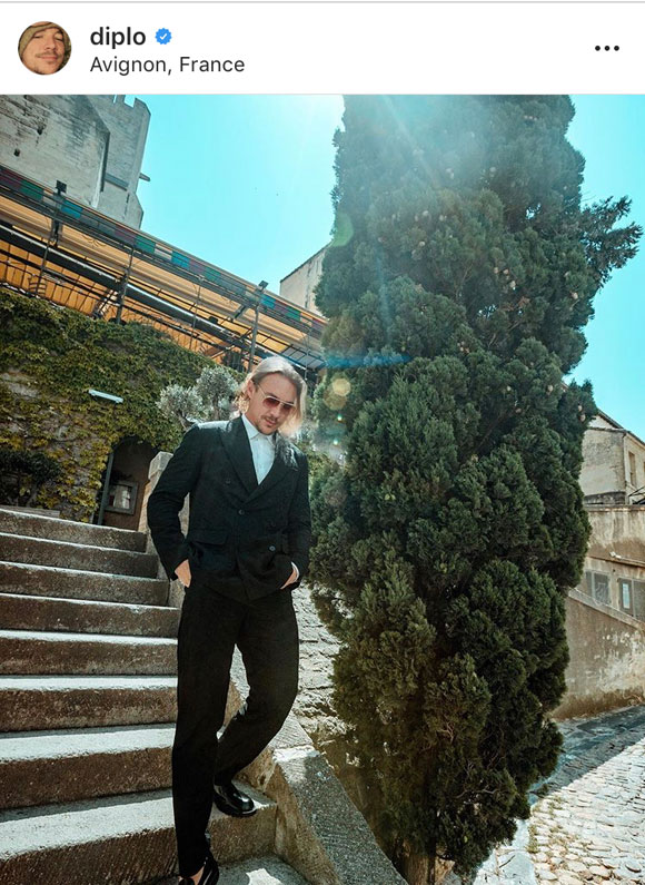 Diplo wore a Dries Van Noten suit for Joe Jonas and Sophie Turner's second wedding in France.