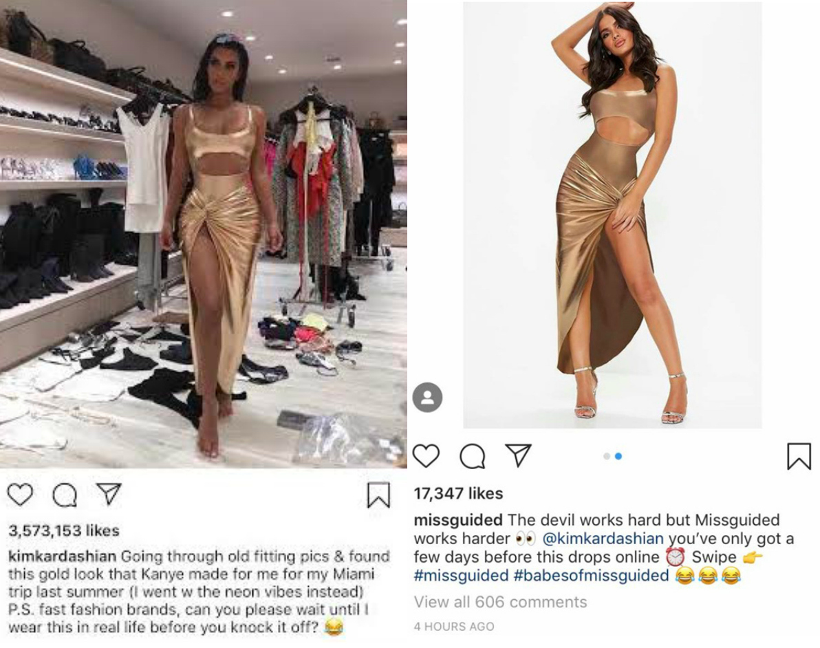 kim kardashian missguided knock off dress