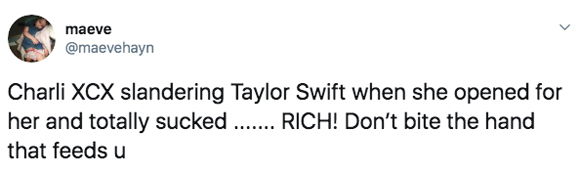 Taylor Swift fans slam Charli XCX