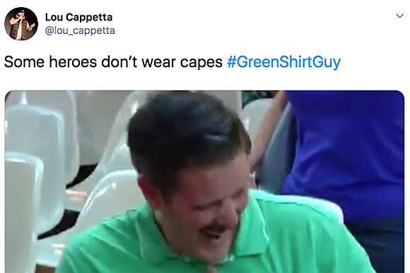 Green Shirt Guy wins Twitter's heart