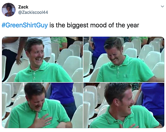 Green Shirt Guy wins Twitter's heart