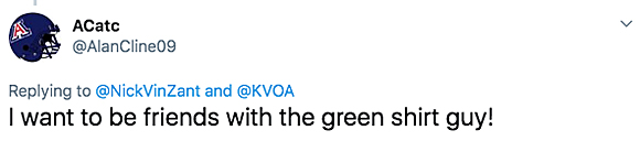 Green Shirt Guy wins Twitter's heart