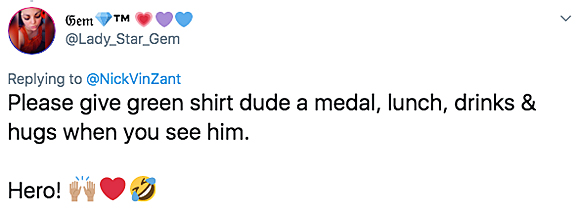 Green Shirt Guy wins Twitter's heart
