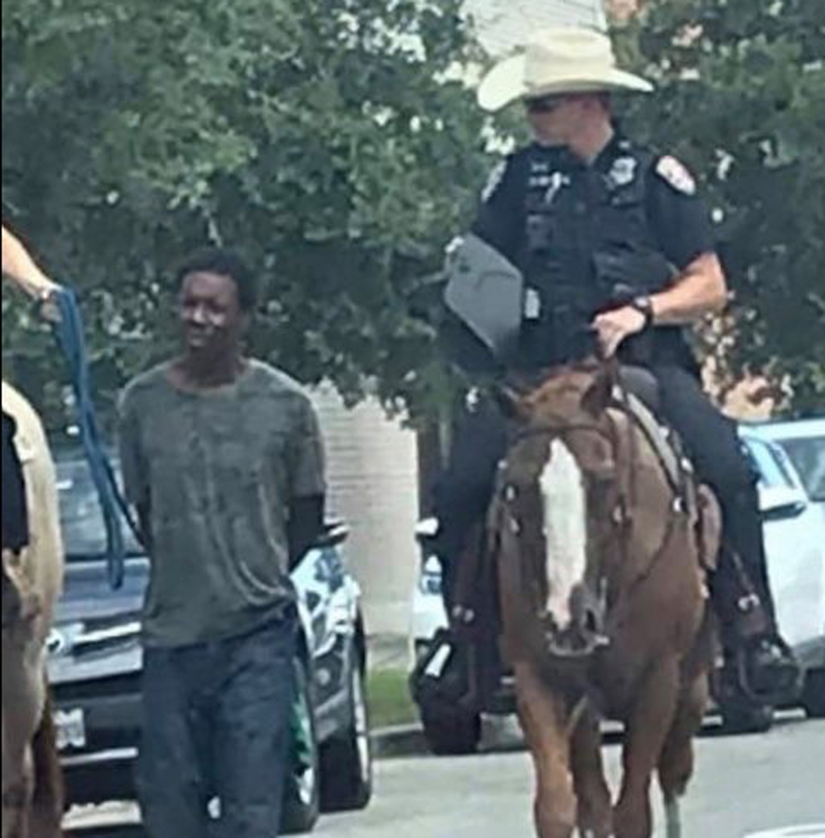 Police led black man by a rope