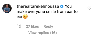tarek's comment on heather rae young's photo