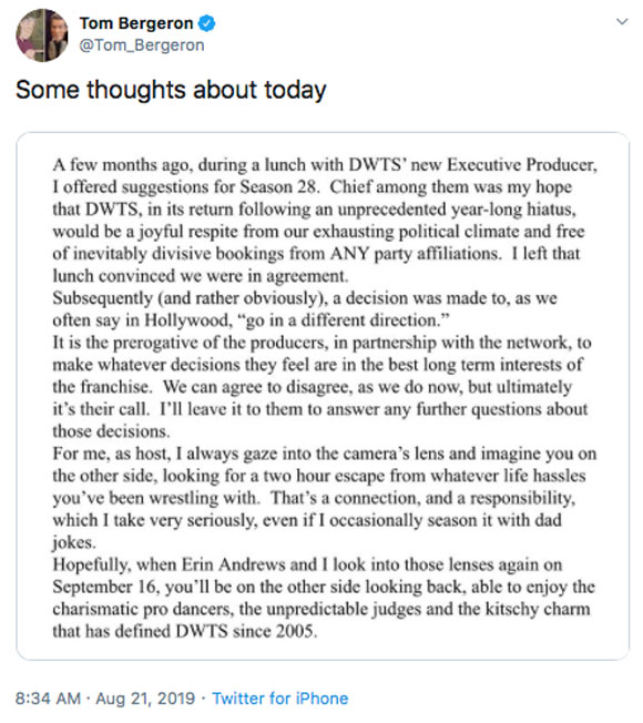 Tom Bergeron sounds off.