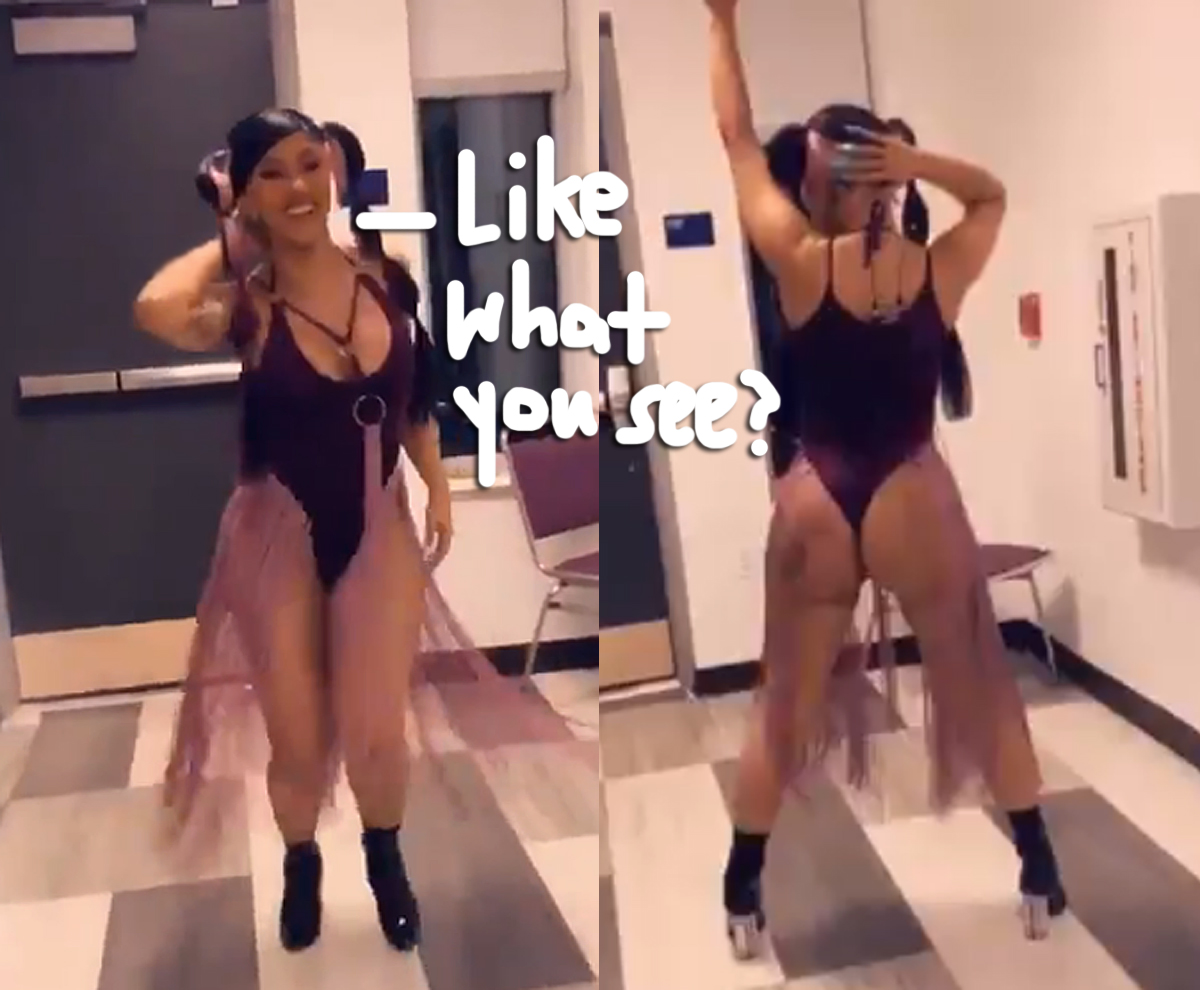 Cardi B Dances In A Thong Bodysuit & Calls Out Haters For 'Talking...