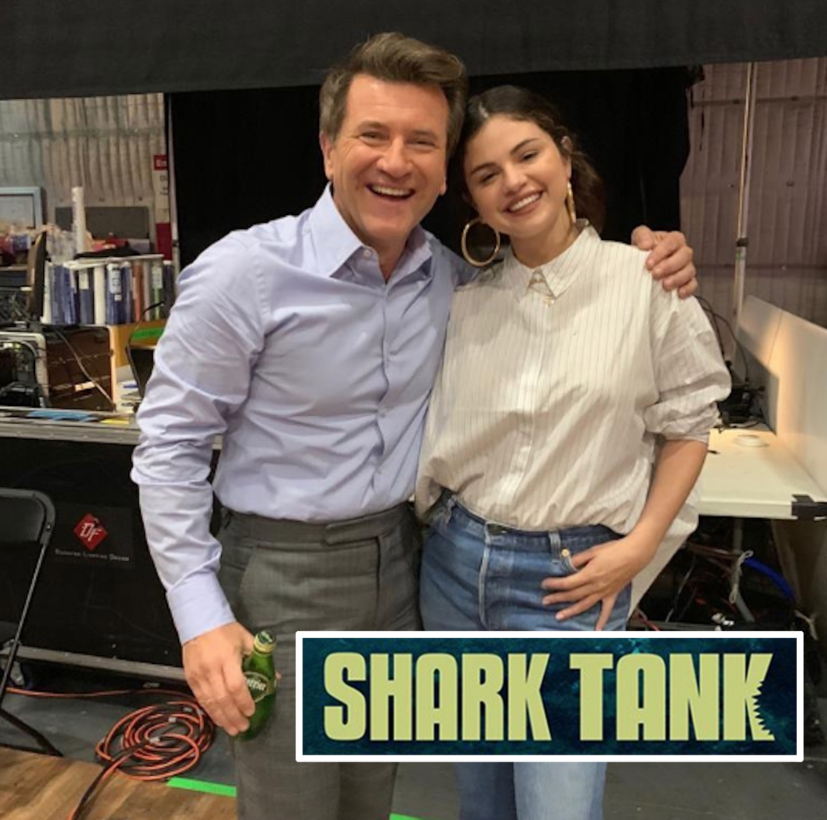 selena gomez visits shark tank set