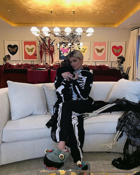 kylie and stormi halloween skeleton party