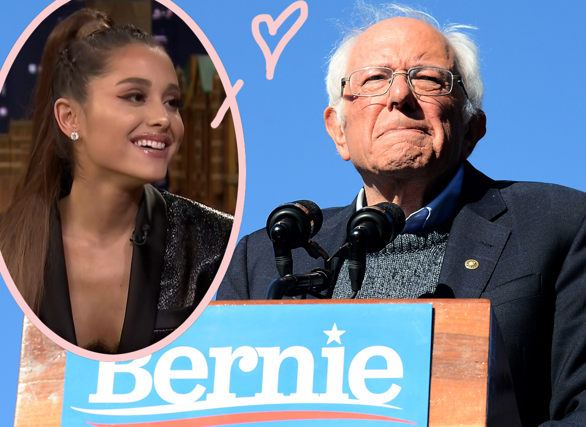 Ariana Grande Gives A Big Hug And Support To Bernie Sanders Perez