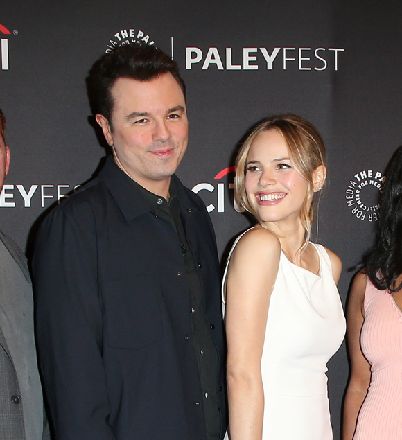 Seth MacFarlane and Halston Sage at the PaleyFest panel for The Orville