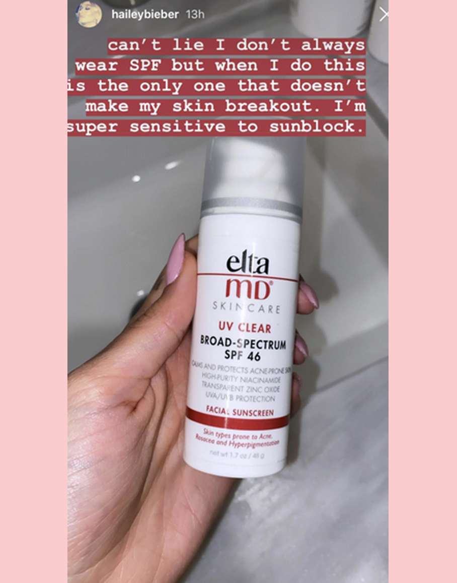 hailey bieber elta md sunscreen