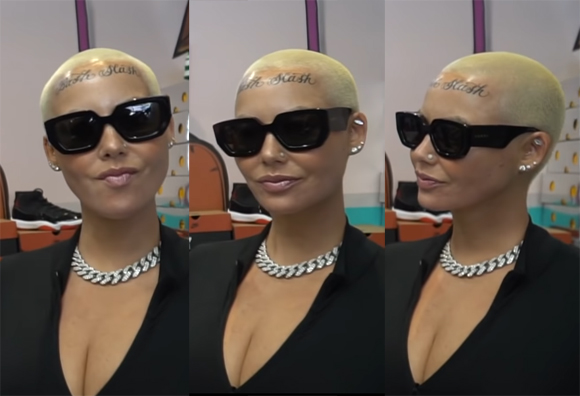 Amber Rose Out and Showing Her New Face Tattoo in LA