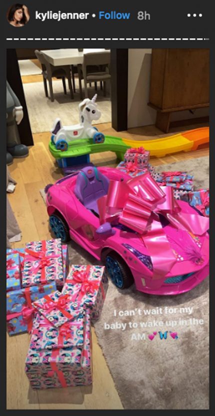 Kylie Jenner shows off Stormi's gifts.