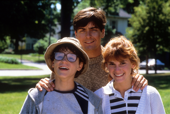 Charlie Sheen and Corey Haim on the set of Lucas