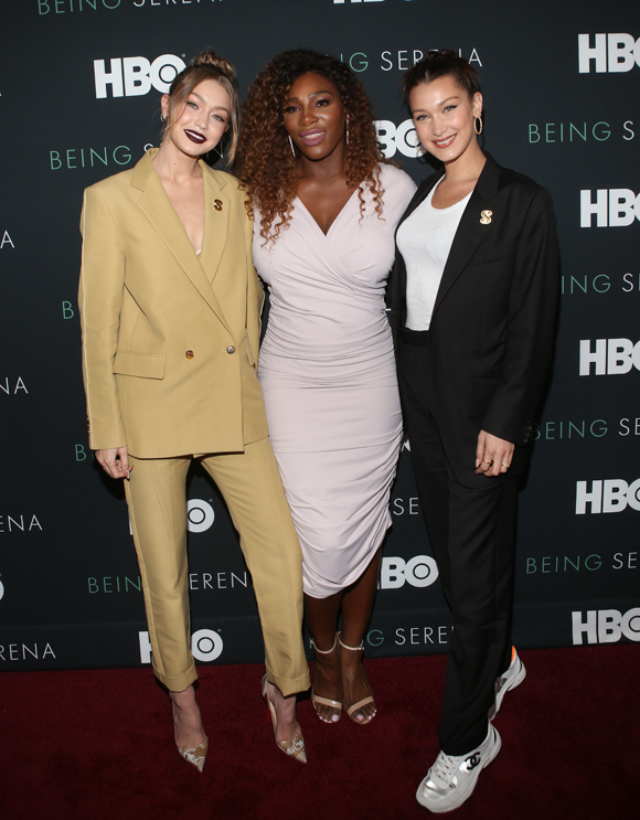 Gigi and Bella Hadid with Serena Williams in 2018