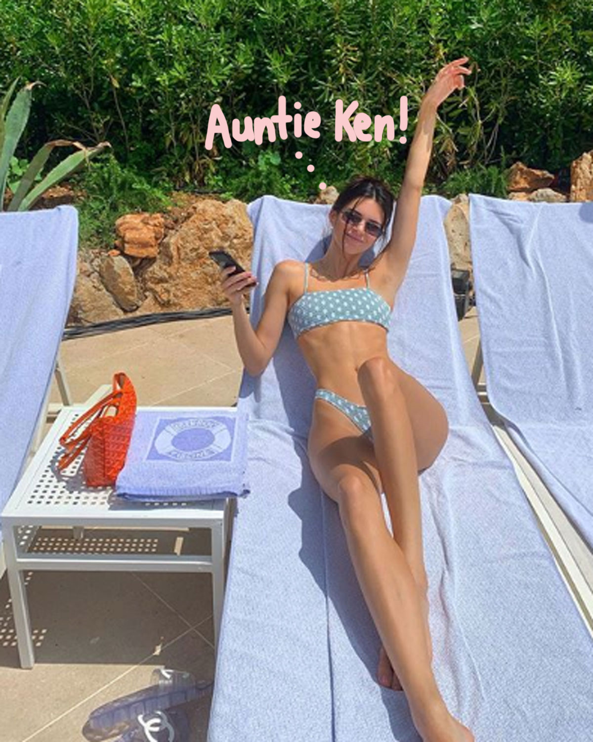 Kendall Jenner jokes about not having kids yet on vacation with her family.