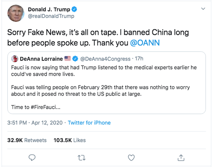 Donald Trump quote-tweeted a tweet asking to fire Dr. Anthony Fauci! Oh boy...