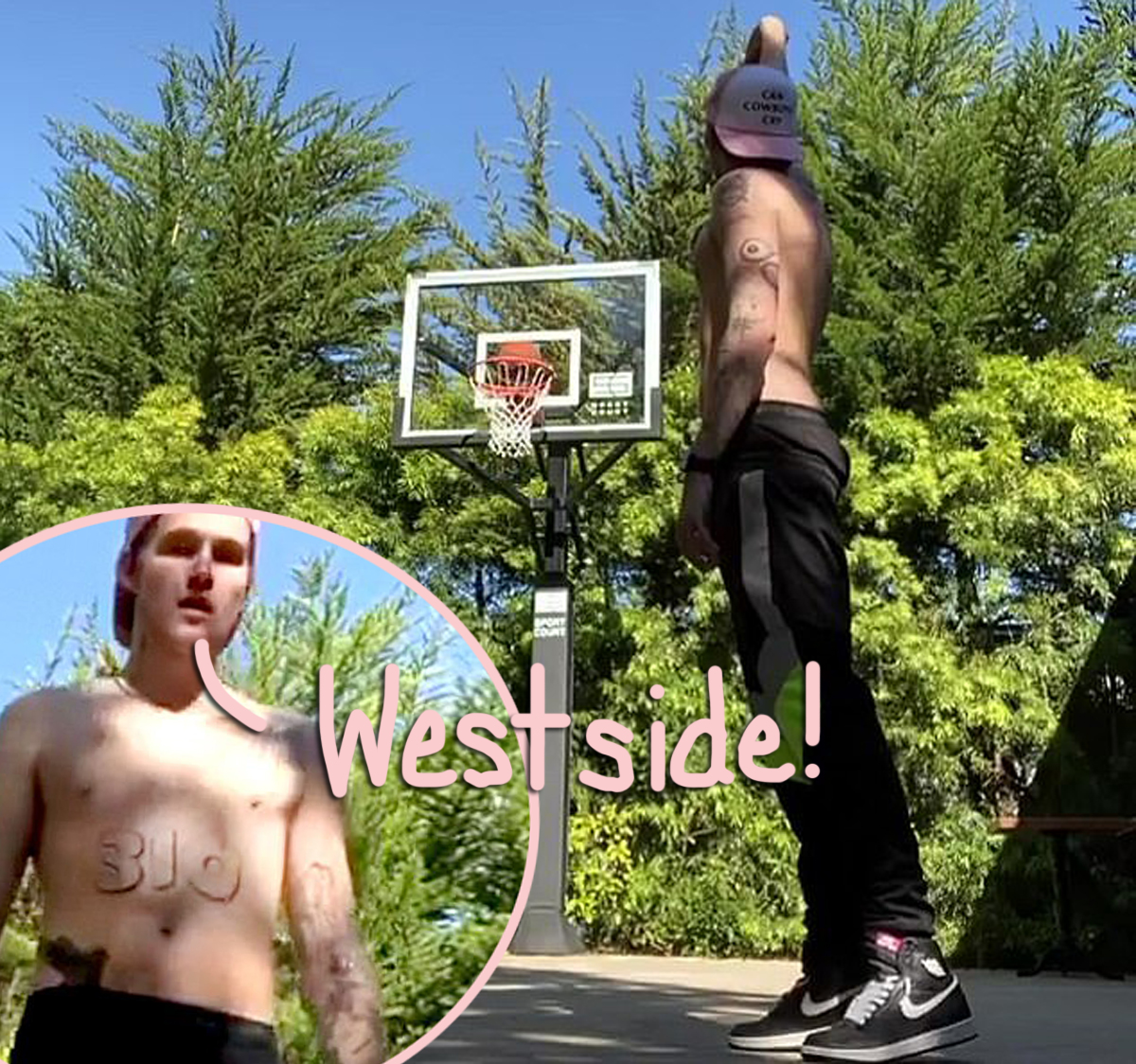Presley Gerber is sporting a new tattoo gun on his left hip! Oh, boy...