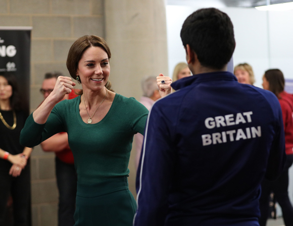 Kate Middleton learns taekwondo at a SportsAid event in February 2020